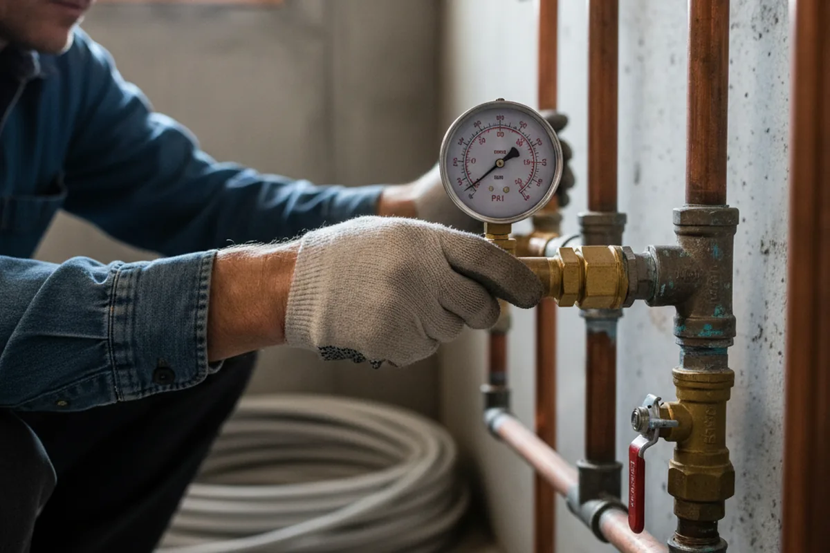 Pressure testing a repaired line during Water Line Repair in Lenox